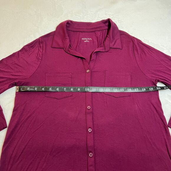 Merona Jersey Knit Button Up Tunic Shirt Size XL NEW Maximalist Classic Casual - Picture 7 of 8